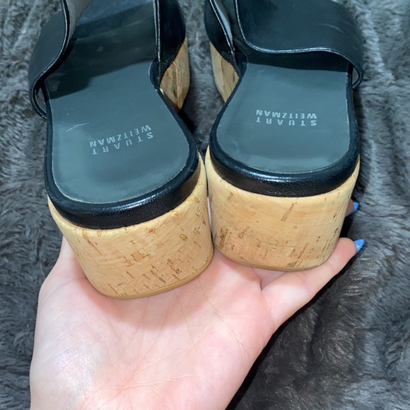 🎀Stuart Weitzman Black leather cork sandal platform! - Picture 7 of 9